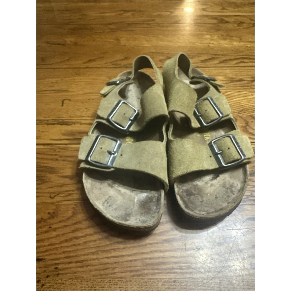 Birkenstock Milano Mens Sz 5/7 EU38 Comfort Slingback Sandals Khaki Brown Nice